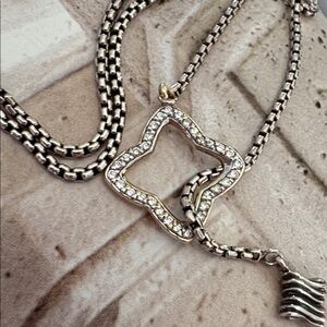 David Yurman Sterling Silver & 18K Yellow Gold With Diamonts Necklace